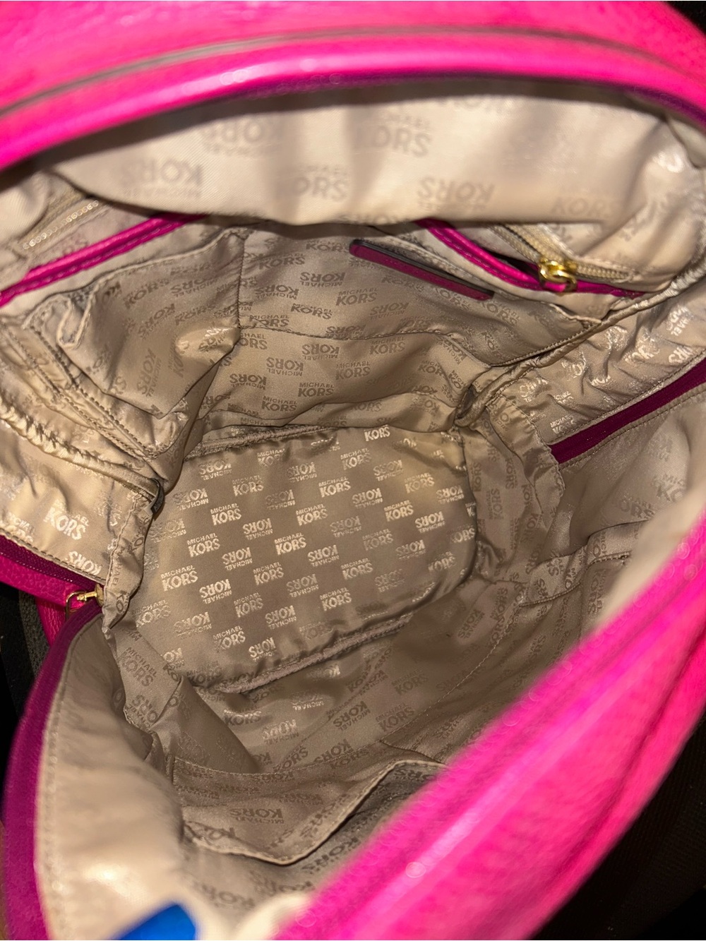 Michael Kors Hot Pink Pebbled Leather Backpack - Picture 3 of 4